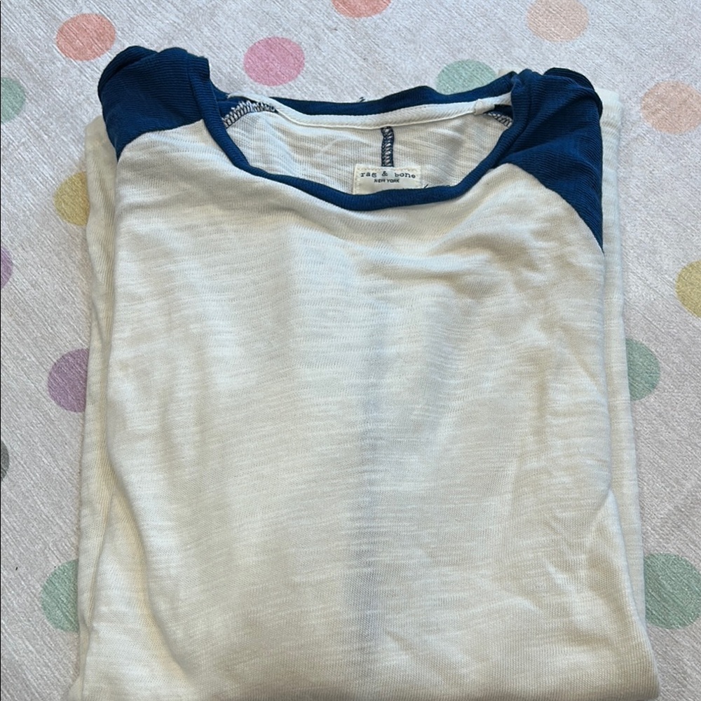 White and Blue Raglan T-Shirt